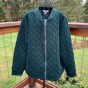Christopher & Banks Ladies Petite XL Hunter Green Quilted Jacket with Full Zip